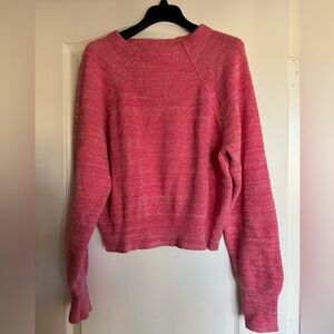 Free People Too Good Pink Knit Pullover Sweater oversized cropped size large